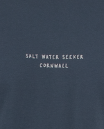 The Salt Water Seeker Mens Blue Print T-Shirt in Petrol Blue