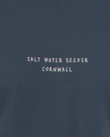 The Salt Water Seeker Mens Blue Print T-Shirt in Petrol Blue