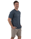 The Salt Water Seeker Mens Blue Print T-Shirt in Petrol Blue