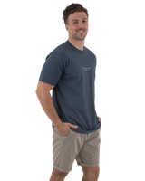 The Salt Water Seeker Mens Blue Print T-Shirt in Petrol Blue