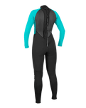The O'Neill Womens Reactor-2 3/2mm Back Zip Wetsuit in Black & Light Aqua