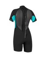 Reactor-2 2mm Back Zip Shorty Wetsuit in Black & Light Aqua