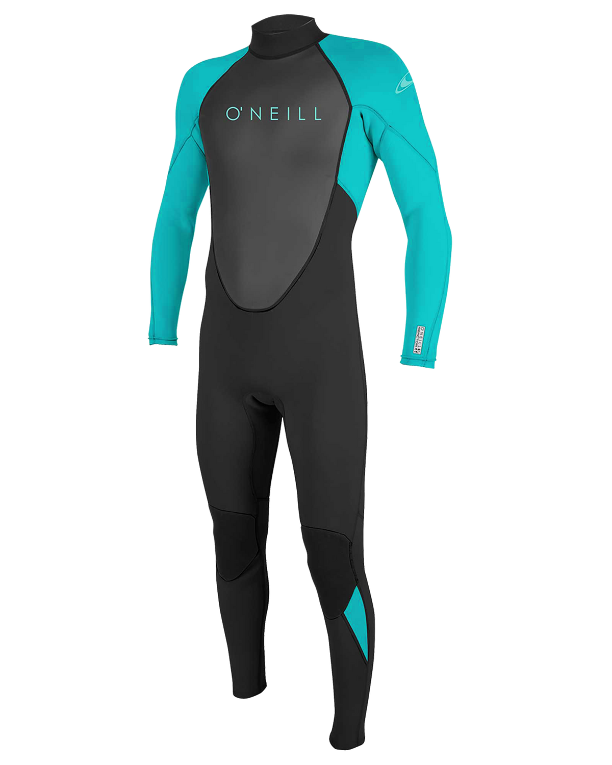 The O'Neill Girls Reactor-2 3/2mm Back Zip Wetsuit in Black & Light Aqua