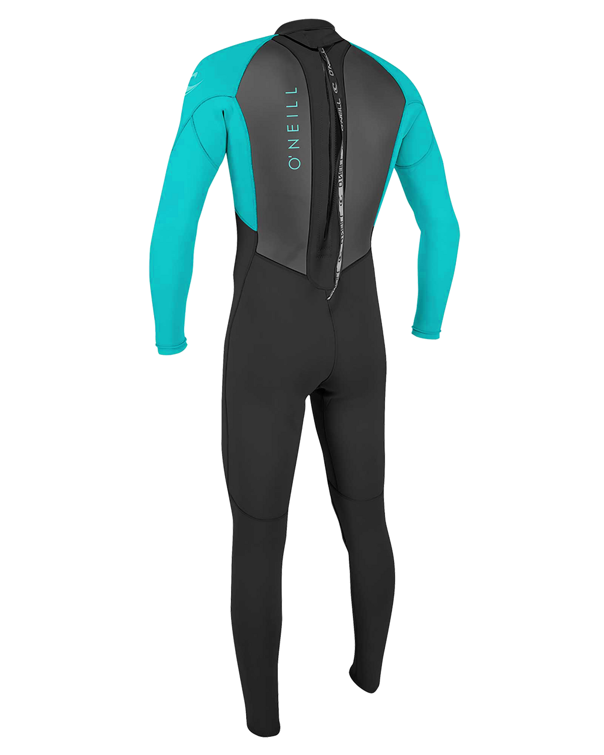The O'Neill Girls Reactor-2 3/2mm Back Zip Wetsuit in Black & Light Aqua