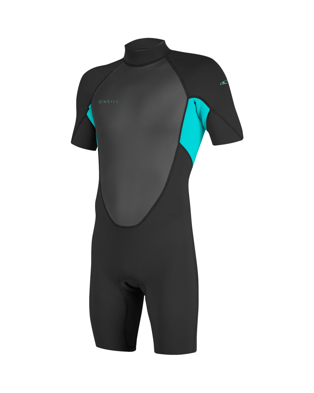 Girls Reactor-2 2mm Back Zip Shorty Wetsuit in Black & Light Aqua