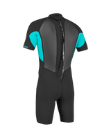 Girls Reactor-2 2mm Back Zip Shorty Wetsuit in Black & Light Aqua