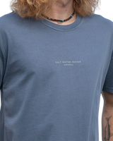 The Salt Water Seeker Mens Retro T-Shirt in Faded Blue