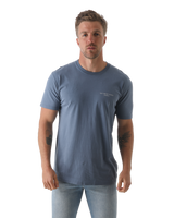 The Salt Water Seeker Mens Set On T-Shirt in Faded Blue