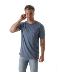 The Salt Water Seeker Mens Set On T-Shirt in Faded Blue