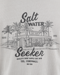 The Salt Water Seeker Mens Bolthole Faded T-Shirt in Faded Bone