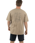 The Salt Water Seeker Mens Blue Print Faded T-Shirt in Faded Khaki