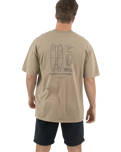 The Salt Water Seeker Mens Blue Print Faded T-Shirt in Faded Khaki