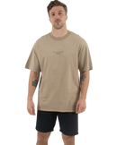 The Salt Water Seeker Mens Blue Print Faded T-Shirt in Faded Khaki