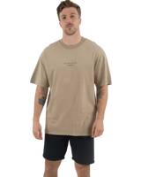 The Salt Water Seeker Mens Blue Print Faded T-Shirt in Faded Khaki