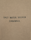 The Salt Water Seeker Mens Blue Print Faded T-Shirt in Faded Khaki