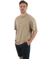 The Salt Water Seeker Mens Blue Print Faded T-Shirt in Faded Khaki