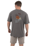 The Salt Water Seeker Mens Polzy T-Shirt in Faded Grey