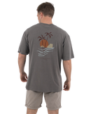 The Salt Water Seeker Mens Polzy T-Shirt in Faded Grey