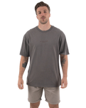 The Salt Water Seeker Mens Polzy T-Shirt in Faded Grey