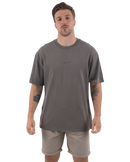 The Salt Water Seeker Mens Polzy T-Shirt in Faded Grey