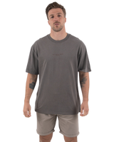 The Salt Water Seeker Mens Polzy T-Shirt in Faded Grey