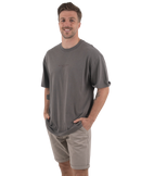 The Salt Water Seeker Mens Polzy T-Shirt in Faded Grey