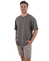 The Salt Water Seeker Mens Polzy T-Shirt in Faded Grey
