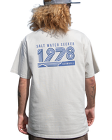 The Salt Water Seeker Mens Retro T-Shirt in Bone