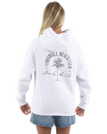 The Born by the Sea Womens Cornwall Palm Hoodie in White