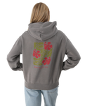 The Born by the Sea Womens Hibiscus Hoodie in Faded Grey