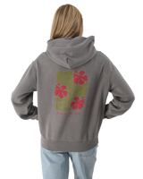 The Born by the Sea Womens Hibiscus Hoodie in Faded Grey