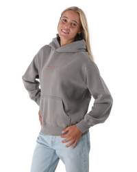 The Born by the Sea Womens Hibiscus Hoodie in Faded Grey
