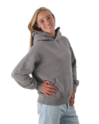 The Born by the Sea Womens Hibiscus Hoodie in Faded Grey