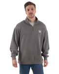 Embroidered 1/4 Zip Fleece Sweatshirt in Faded Grey
