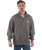 Embroidered 1/4 Zip Fleece Sweatshirt in Faded Grey
