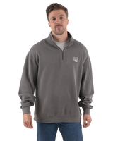 Embroidered 1/4 Zip Fleece Sweatshirt in Faded Grey