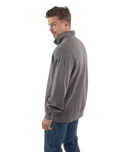 Embroidered 1/4 Zip Fleece Sweatshirt in Faded Grey