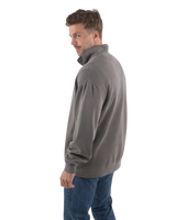Embroidered 1/4 Zip Fleece Sweatshirt in Faded Grey