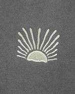Embroidered 1/4 Zip Fleece Sweatshirt in Faded Grey