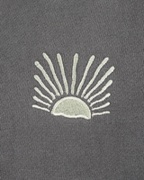 Embroidered 1/4 Zip Fleece Sweatshirt in Faded Grey