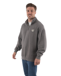 Embroidered 1/4 Zip Fleece Sweatshirt in Faded Grey