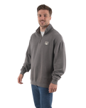 Embroidered 1/4 Zip Fleece Sweatshirt in Faded Grey