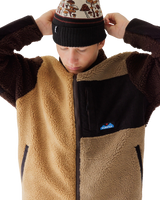 The Kavu Mens Wayside Zip Fleece Jacket in Wild Wood Block