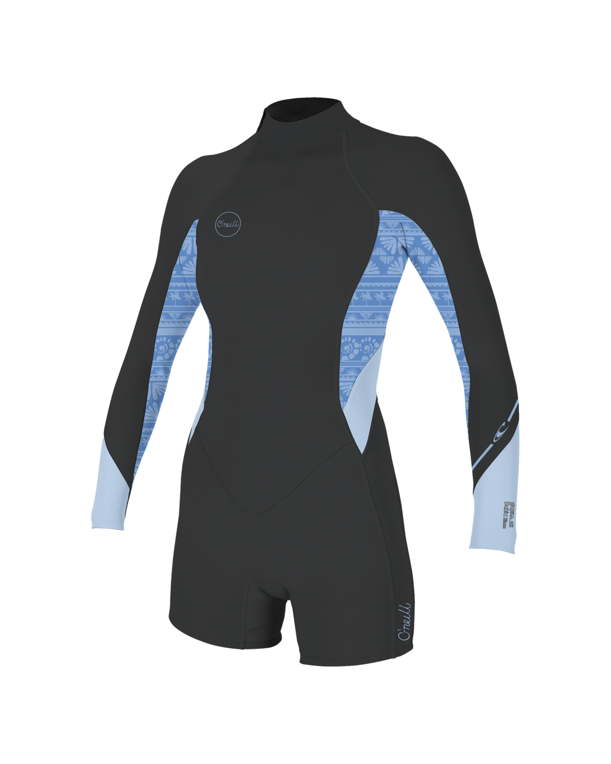 Bahia 2/1mm Back Zip Spring Wetsuit in Tempered Steel, Surf Abstract & Chambray Blue