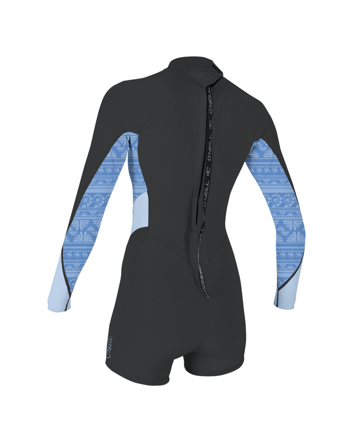 Bahia 2/1mm Back Zip Spring Wetsuit in Tempered Steel, Surf Abstract & Chambray Blue