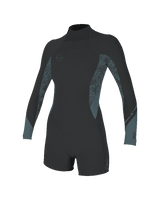 The O'Neill Womens Bahia 2/1mm Back Zip Spring Wetsuit in Tempered Steel, Shaded Island Sky & Shade
