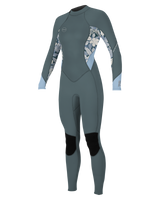 The O'Neill Womens Bahia 3/2mm Back Zip Spring Wetsuit in Full Shade, Palmeno Tropical & Fade Denim