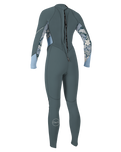 The O'Neill Womens Bahia 3/2mm Back Zip Spring Wetsuit in Full Shade, Palmeno Tropical & Fade Denim