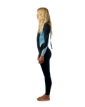 Bahia 3/2mm Back Zip Wetsuit in Black, Surf Abstract & Chambray Blue