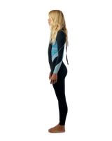 Bahia 3/2mm Back Zip Wetsuit in Black, Surf Abstract & Chambray Blue